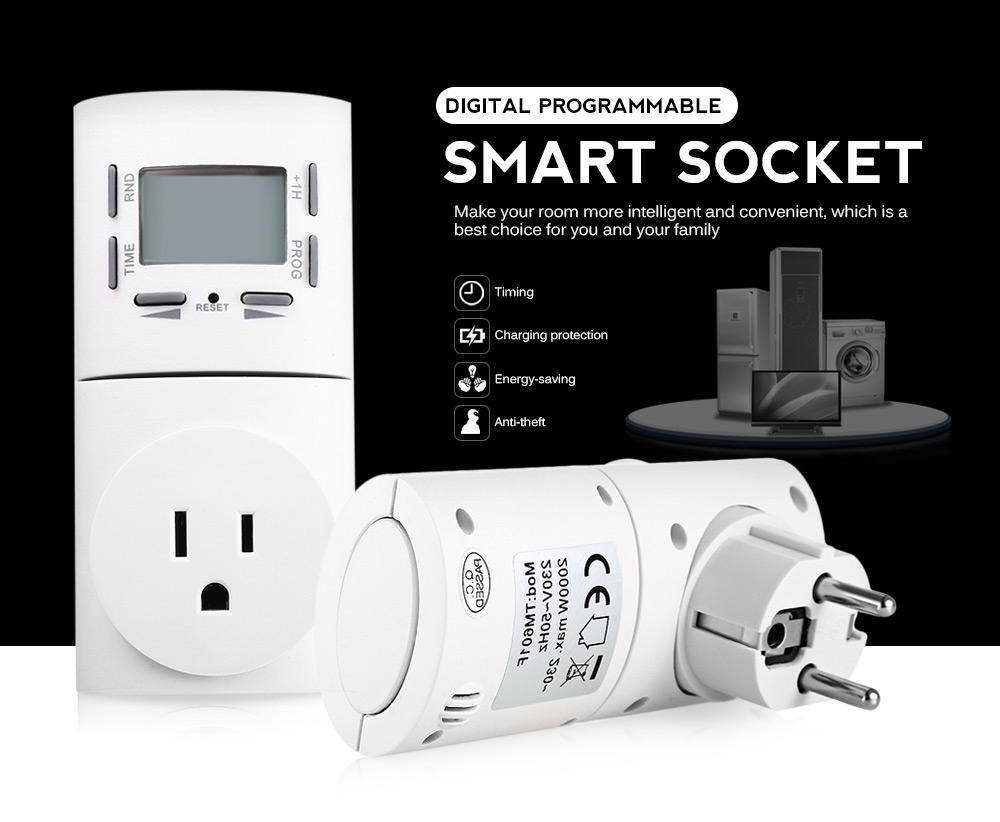 7-day Digital Programmable Smart Wall Socket Plug-in Timer Switch