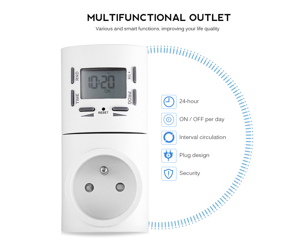 7-day Digital Programmable Smart Wall Socket Plug-in Timer Switch