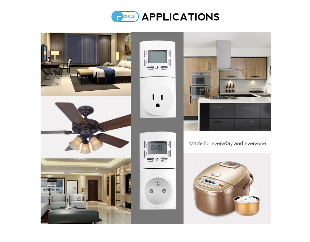7-day Digital Programmable Smart Wall Socket Plug-in Timer Switch