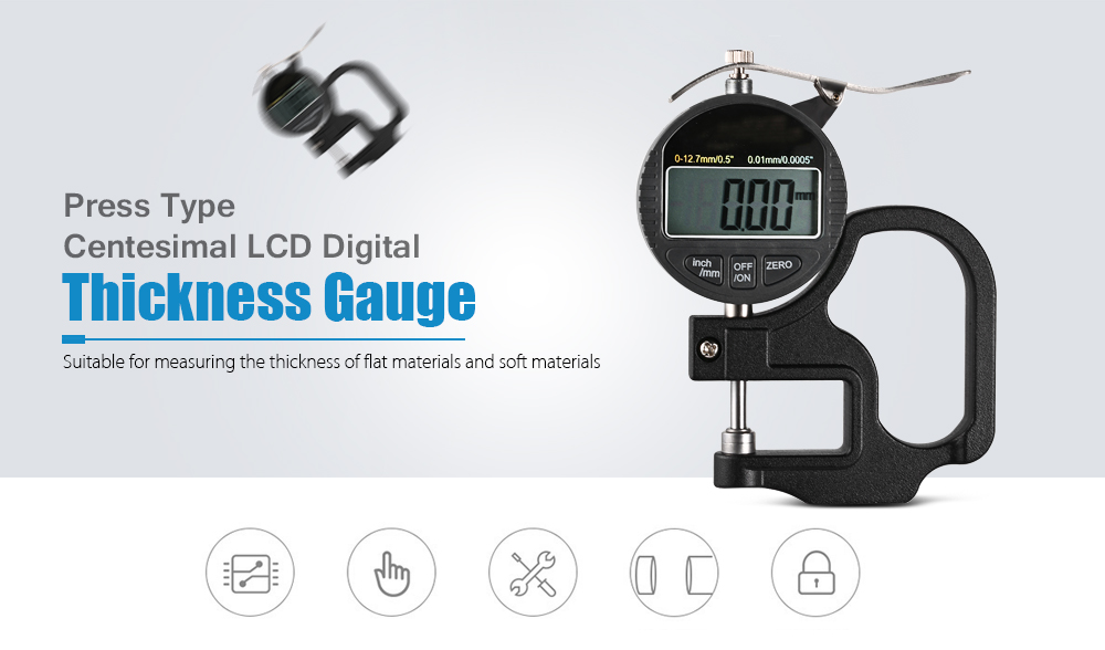 Press Type Centesimal LCD Digital Thickness Gauge for Paper Cloth Press Type Centesimal LCD Digital Thickness Gauge for Paper Cloth