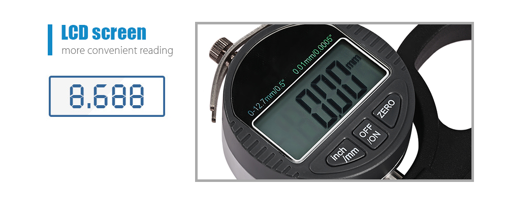 Press Type Centesimal LCD Digital Thickness Gauge for Paper Cloth Press Type Centesimal LCD Digital Thickness Gauge for Paper Cloth