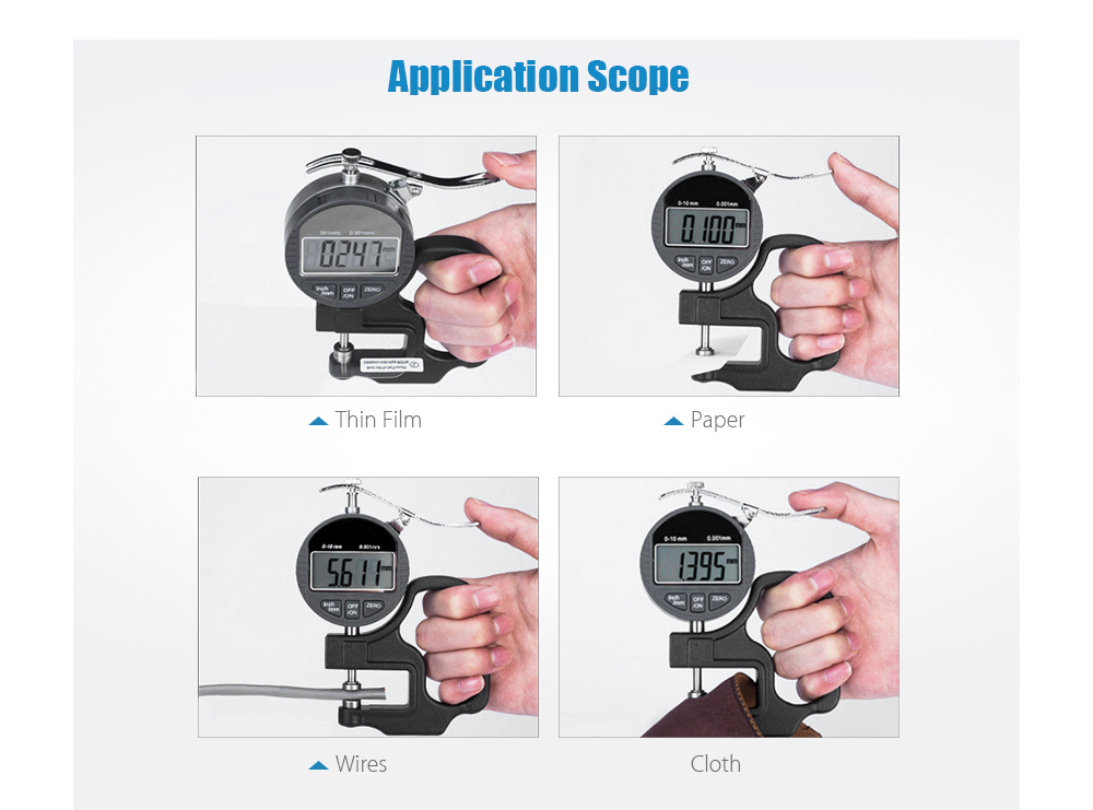 Press Type Centesimal LCD Digital Thickness Gauge for Paper Cloth Press Type Centesimal LCD Digital Thickness Gauge for Paper Cloth