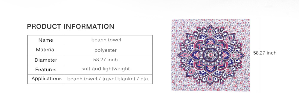 148 x 148cm Lotus Pattern Beach Towel Wall Tapestry Home Decor 148 x 148cm Lotus Pattern Beach Towel Wall Tapestry Home Decor
