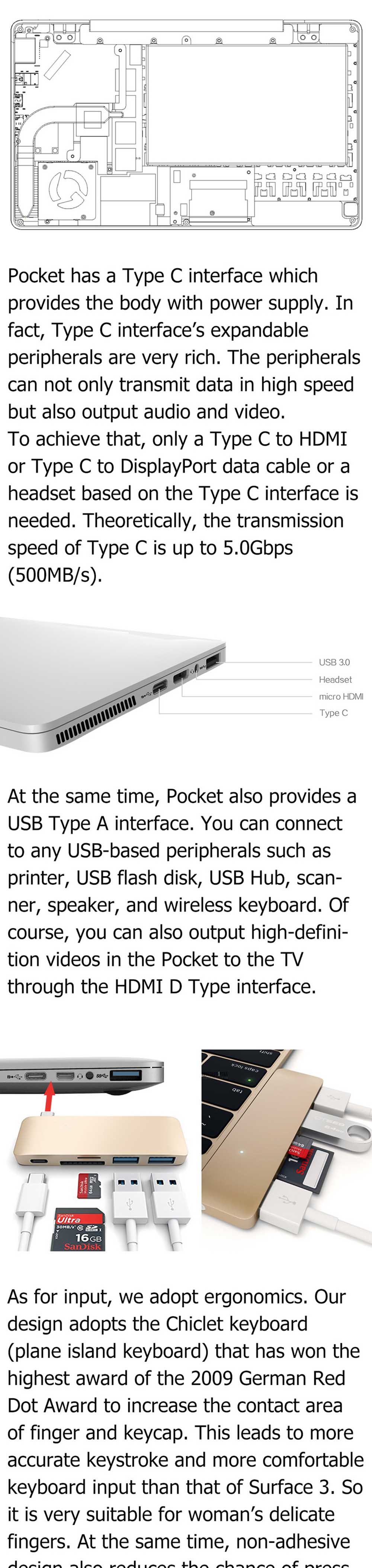 GPD Pocket 7.0 inch Mini Laptop Windows 10 Intel Atom X7-Z8750 Quad Core 1.6GHz 8GB RAM 128GB eMMC Dual WiFi OTG HDMI Bluetooth 4.1
