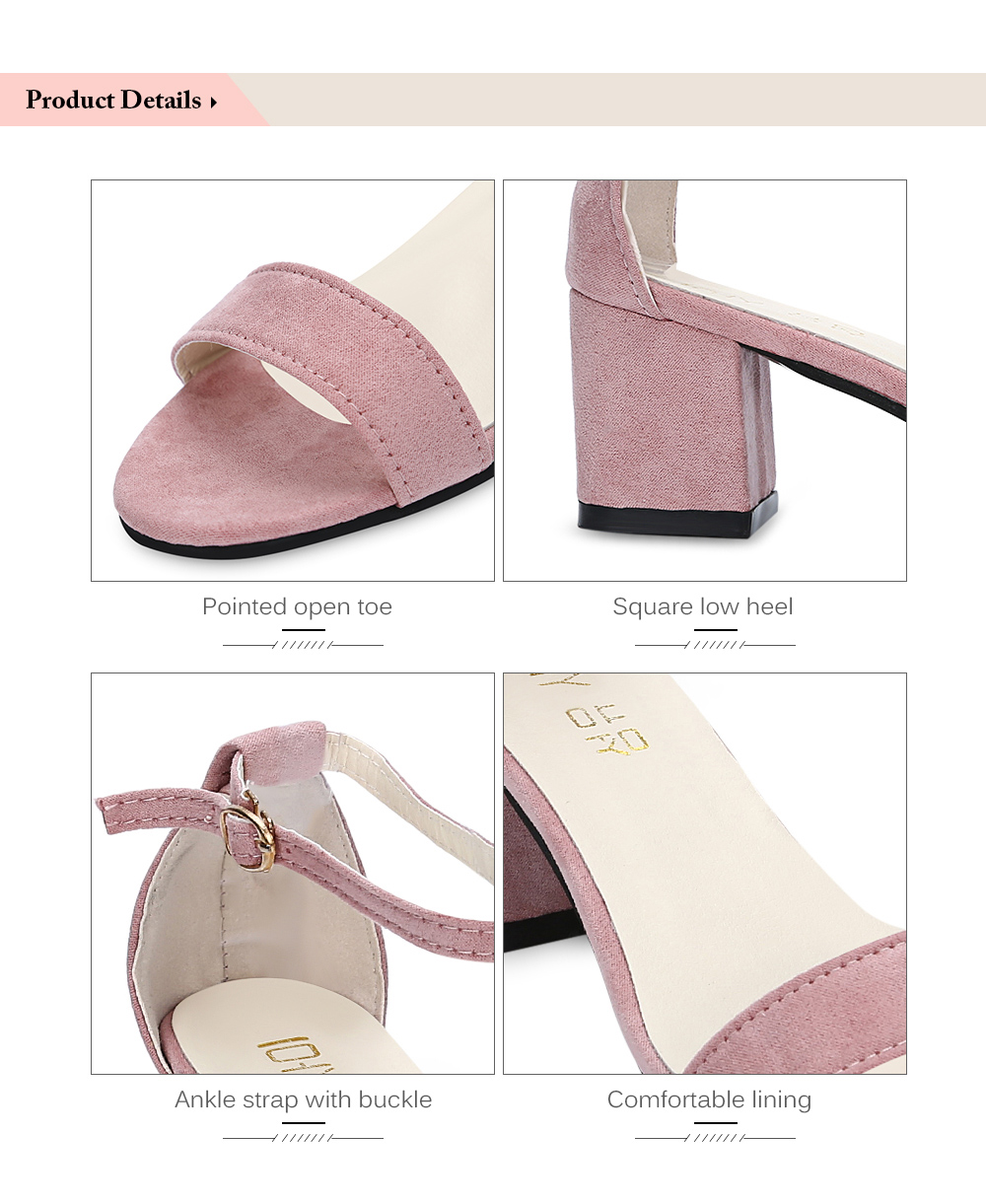 Trendy Open Toe Ankle Strap Buckle Square Low Heel Women Shoes Trendy Open Toe Ankle Strap Buckle Square Low Heel Women Shoes