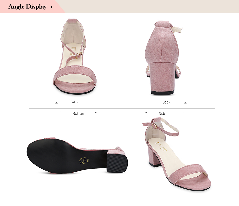 Trendy Open Toe Ankle Strap Buckle Square Low Heel Women Shoes Trendy Open Toe Ankle Strap Buckle Square Low Heel Women Shoes