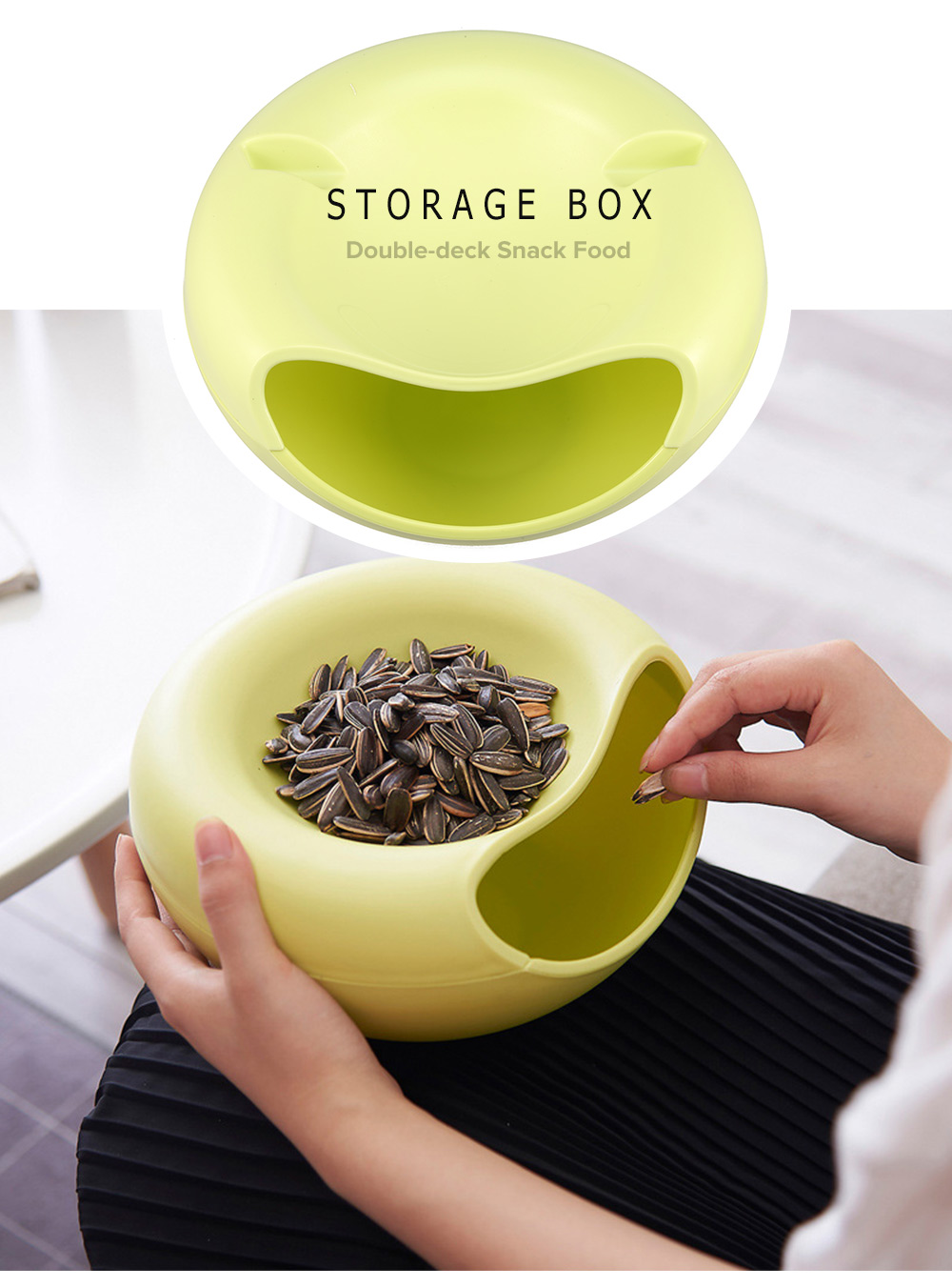 Creative Double-deck Snack Food Storage Box Melon Seeds Container