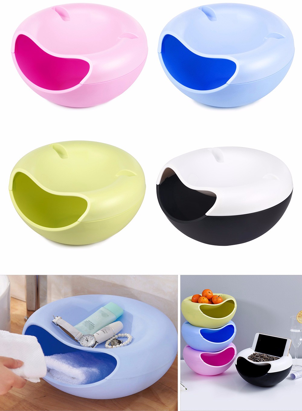 Creative Double-deck Snack Food Storage Box Melon Seeds Container