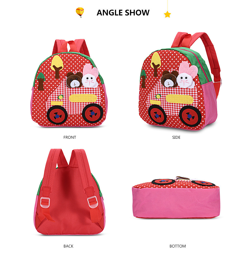 TongChang Cartoon Animal Bear Rabbit Car Tree Dot Print Kindergarten Child School Bag