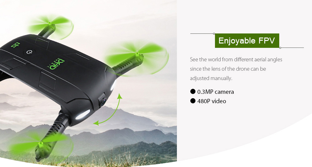 DHD D5 Mini Foldable RC Pocket Drone BNF WiFi FPV 0.3MP Camera / G-sensor Mode / Waypoints