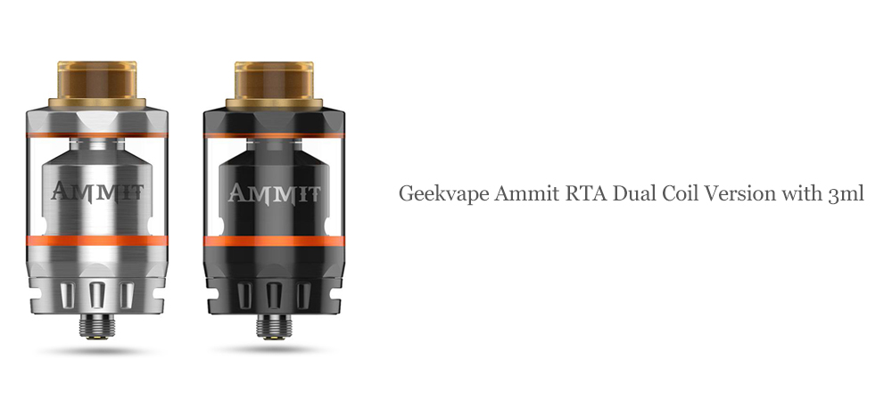 Original Geekvape Ammit RTA Dual Coil Version with 3ml / 6ml / Postless Deck Design for E Cigarette Original Geekvape Ammit RTA Dual Coil Version with 3ml / 6ml / Postless Deck Design for E Cigarette