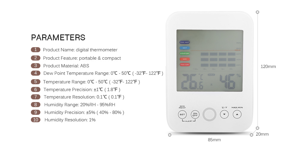 Digital Thermometer Indoor Mold Reminder Temperature and Humidity Hygrometer Digital Thermometer Indoor Mold Reminder Temperature and Humidity Hygrometer