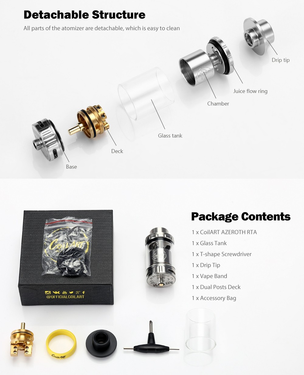 Original CoilART AZEROTH RTA with 4.5ml / Top Filling for E Cigarette