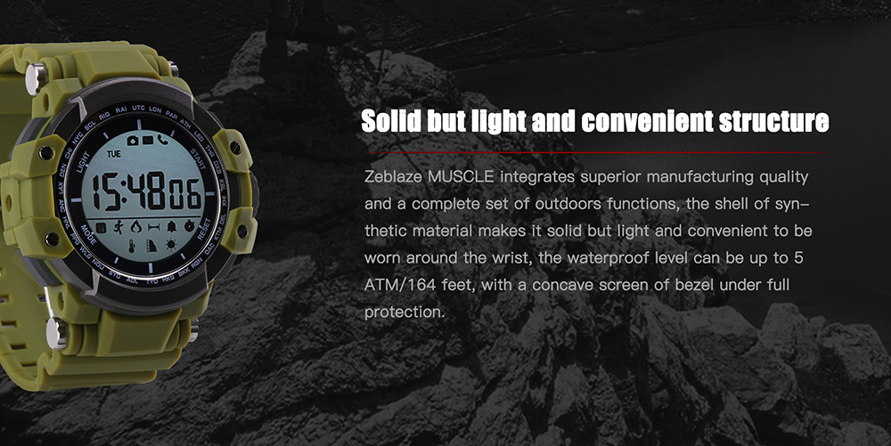Zeblaze MUSCLE Smartwatch Bluetooth 4.0 Ultraviolet Monitoring Remote Camera Calories Consumption Calling Reminder Pedometer IP67 Waterproof Zeblaze MUSCLE Smartwatch Bluetooth 4.0 Ultraviolet Monitoring Remote Camera Calories Consumption Calling Reminder Pedometer IP67 Waterproof
