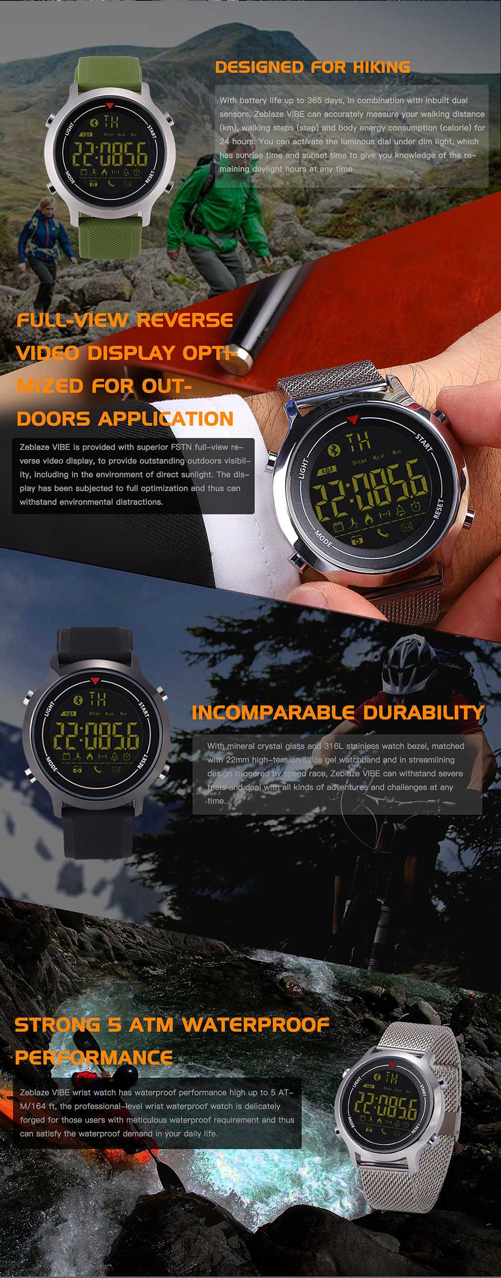 Zeblaze VIBE Smartwatch IP67 Waterproof Remote Camera Calorie Consumption Luminous Dial Bluetooth 4.0 Zeblaze VIBE Smartwatch IP67 Waterproof Remote Camera Calorie Consumption Luminous Dial Bluetooth 4.0