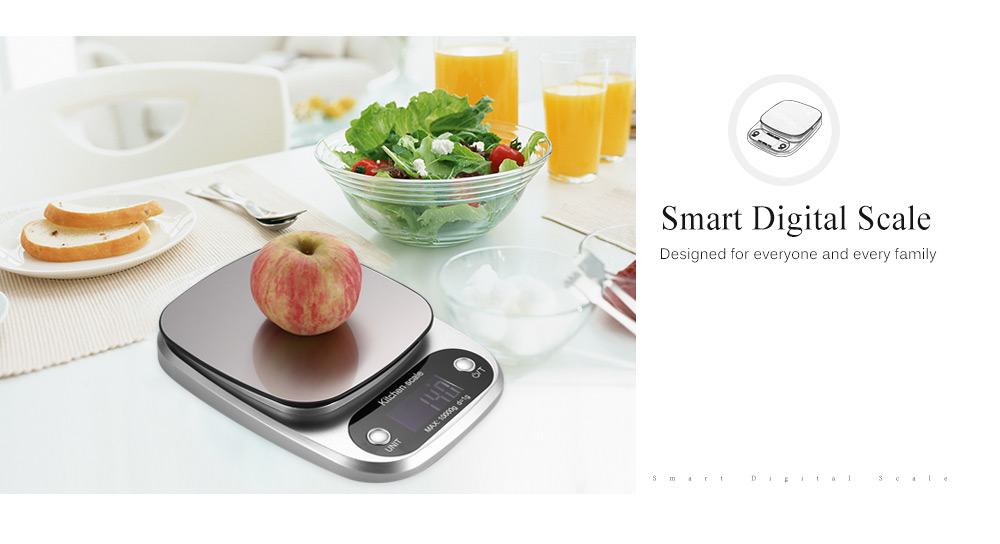 High-precision 10kg / 1g Electric Kitchen Digital Scale with LCD Display High-precision 10kg / 1g Electric Kitchen Digital Scale with LCD Display