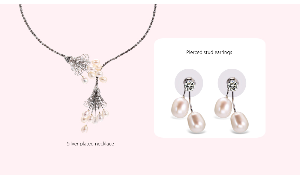 Elegant Hollow Out Flower Pearl Rhinestone Necklace Earrings Women Jewelry Set Elegant Hollow Out Flower Pearl Rhinestone Necklace Earrings Women Jewelry Set