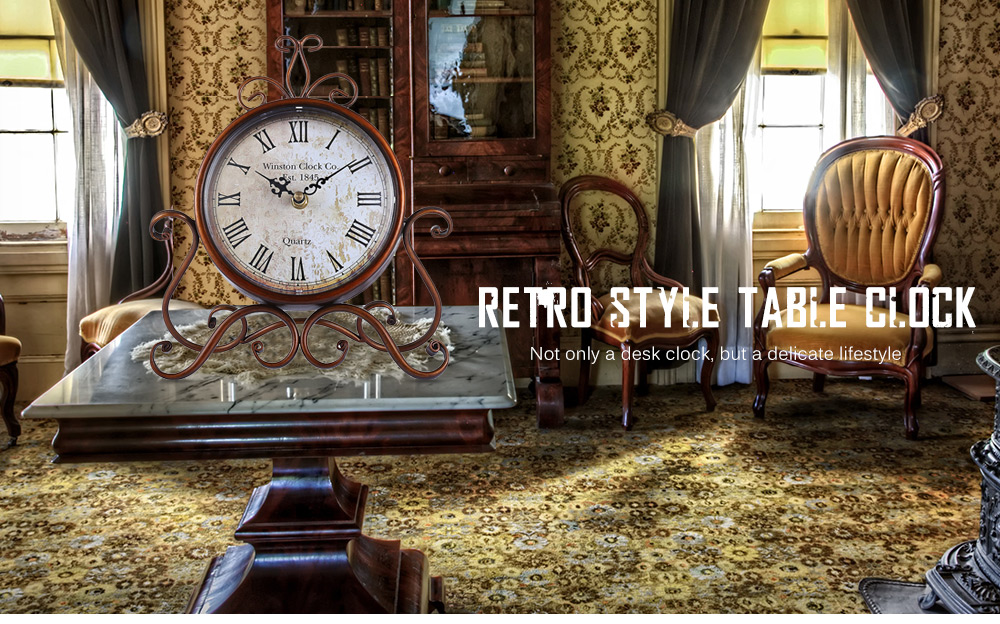 European Style Retro Wrought Iron Craft Table Clock Home Decor European Style Retro Wrought Iron Craft Table Clock Home Decor