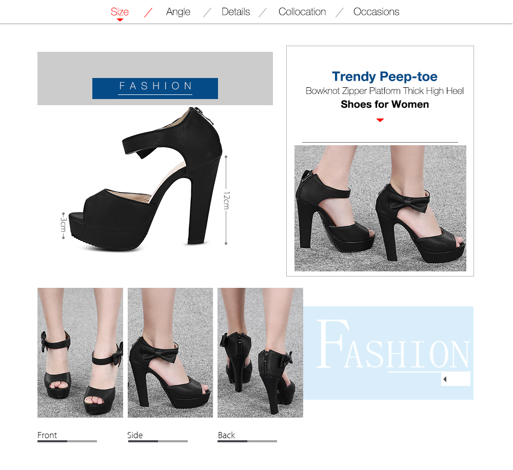 Trendy Peep-toe Bowknot Zipper Platform Thick High Heel Sandals Women Shoes Trendy Peep-toe Bowknot Zipper Platform Thick High Heel Sandals Women Shoes