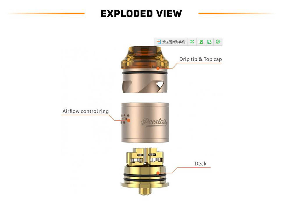 Original GeekVape Peerless RDA with Side Airflow / Dual Posts for E Cigarette