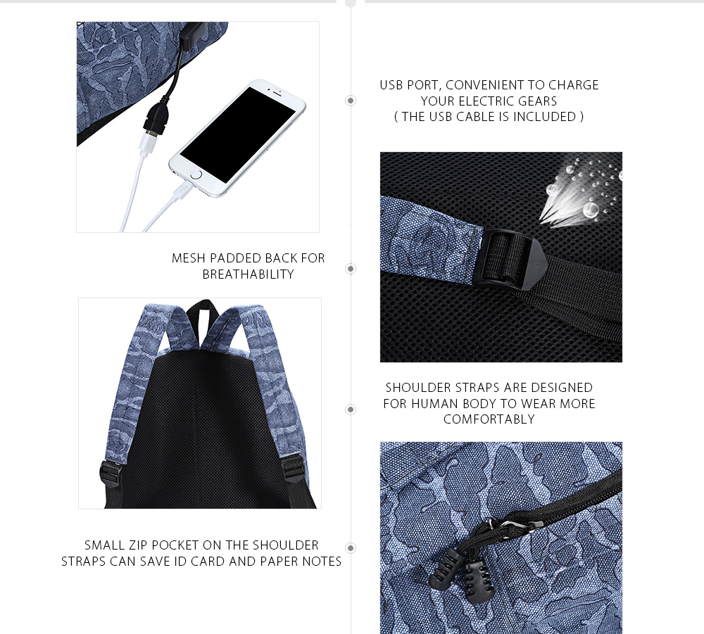 Guapabien External USB Charge Port Cable Backpack Laptop Travel Bag Guapabien External USB Charge Port Cable Backpack Laptop Travel Bag
