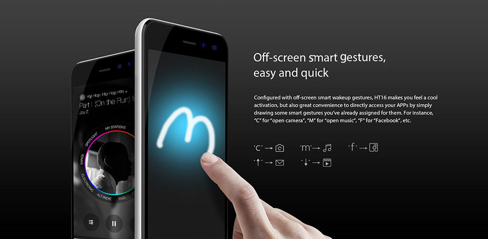 Homtom HT16 5.0 inch 3G Smartphone Android 6.0 MTK6580 Quad Core 1.3GHz 1GB RAM 8GB ROM Wakeup Gesture GPS A-GPS Bluetooth 4.0