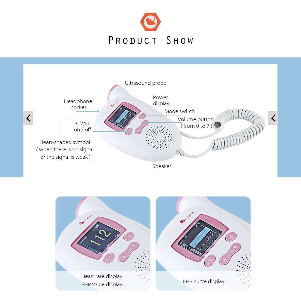 ACurio AF - 703 Pregnant Ultrasonic Fetal Doppler Prenatal Heart Rate Monitor