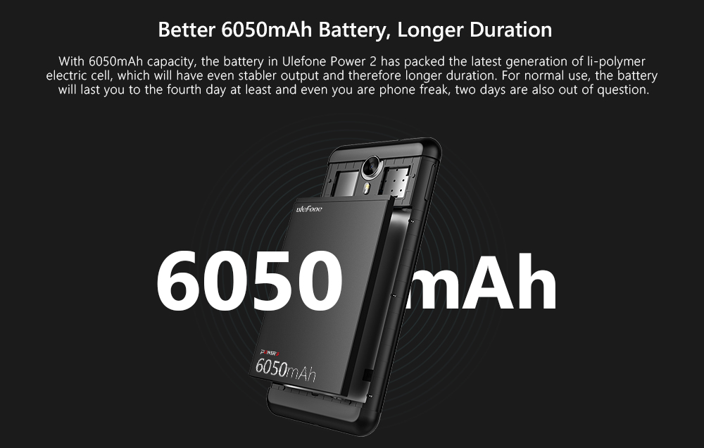 Ulefone Power 2 4G Phablet 5.5 inch Android 7.0 MTK6750T Octa Core 1.5GHz 4GB RAM 64GB ROM 13MP Main Camera Fingerprint Scanner Corning Gorilla 3 6050mAh Battery