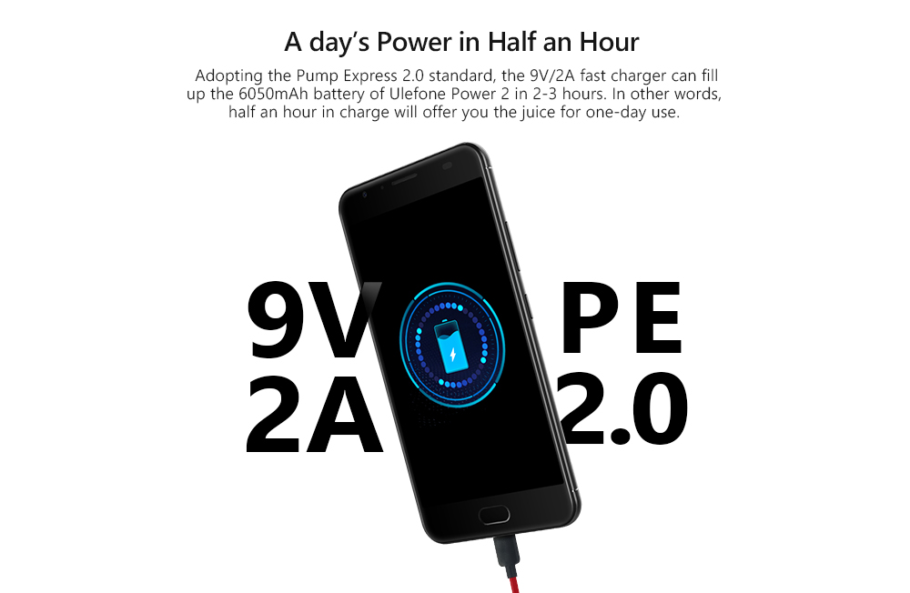Ulefone Power 2 4G Phablet 5.5 inch Android 7.0 MTK6750T Octa Core 1.5GHz 4GB RAM 64GB ROM 13MP Main Camera Fingerprint Scanner Corning Gorilla 3 6050mAh Battery