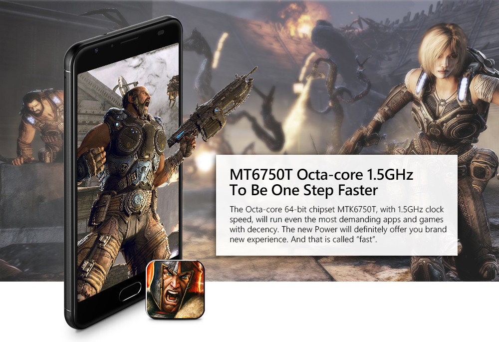 Ulefone Power 2 4G Phablet 5.5 inch Android 7.0 MTK6750T Octa Core 1.5GHz 4GB RAM 64GB ROM 13MP Main Camera Fingerprint Scanner Corning Gorilla 3 6050mAh Battery