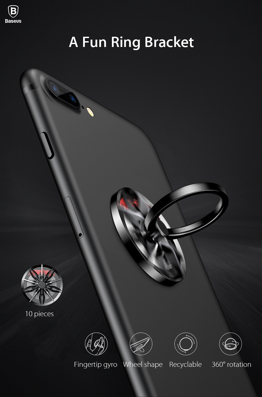 Baseus 10 Pieces Wheel Ring Bracket Phone Stand Finger Grip Holder Car Mount Buckle Baseus 10 Pieces Wheel Ring Bracket Phone Stand Finger Grip Holder Car Mount Buckle