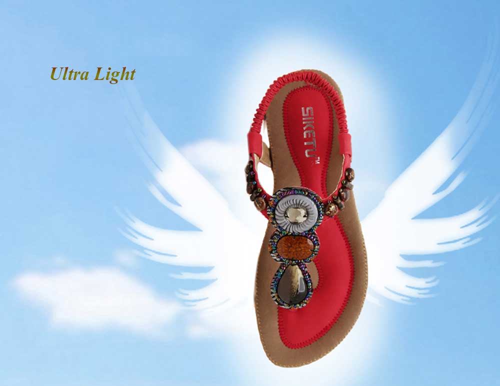 SIKETU Bohemia Rhinestone Design Slip On Beach Women Flip-flop Sandals