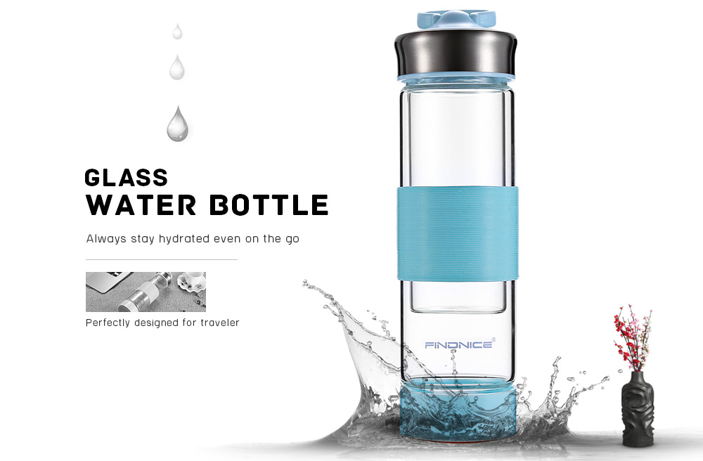 FINDNICE FNB - 0124 Glass Water Bottle Double Layer Phone Holder Stable Osculum Bottom FINDNICE FNB - 0124 Glass Water Bottle Double Layer Phone Holder Stable Osculum Bottom