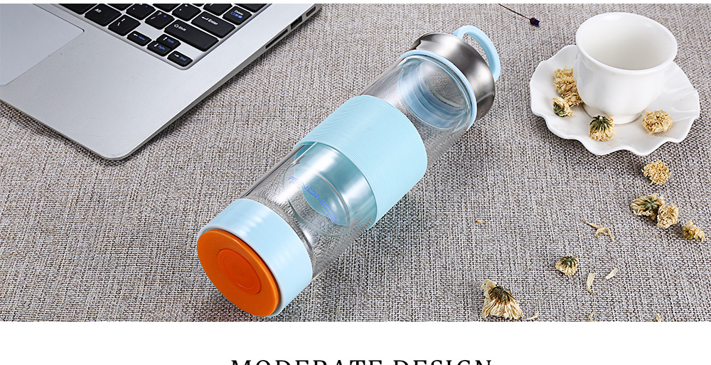 FINDNICE FNB - 0124 Glass Water Bottle Double Layer Phone Holder Stable Osculum Bottom FINDNICE FNB - 0124 Glass Water Bottle Double Layer Phone Holder Stable Osculum Bottom