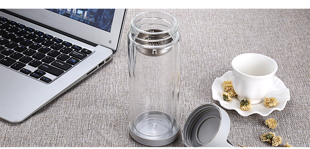 FINDNICE FNB - 0012A Double Layer Glass Water Bottle 280ML Tea Cup FINDNICE FNB - 0012A Double Layer Glass Water Bottle 280ML Tea Cup