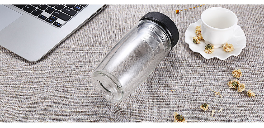 FINDNICE FNB - 0124 Double Layer Glass Water Bottle 450ML Tea Cup FINDNICE FNB - 0124 Double Layer Glass Water Bottle 450ML Tea Cup