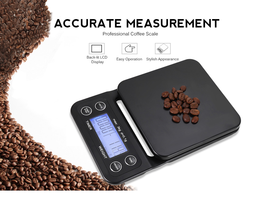 Digital Kitchen Food Coffee Weighing Scale + Timer with Back-lit LCD Display Digital Kitchen Food Coffee Weighing Scale + Timer with Back-lit LCD Display