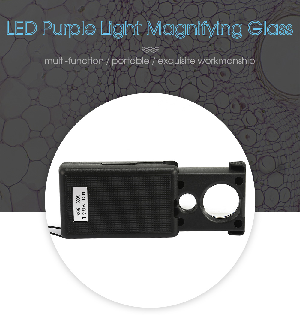 LED Purple Light Magnifying Glass Currency Detecting Jewelry Identifying Magnifier LED Purple Light Magnifying Glass Currency Detecting Jewelry Identifying Magnifier