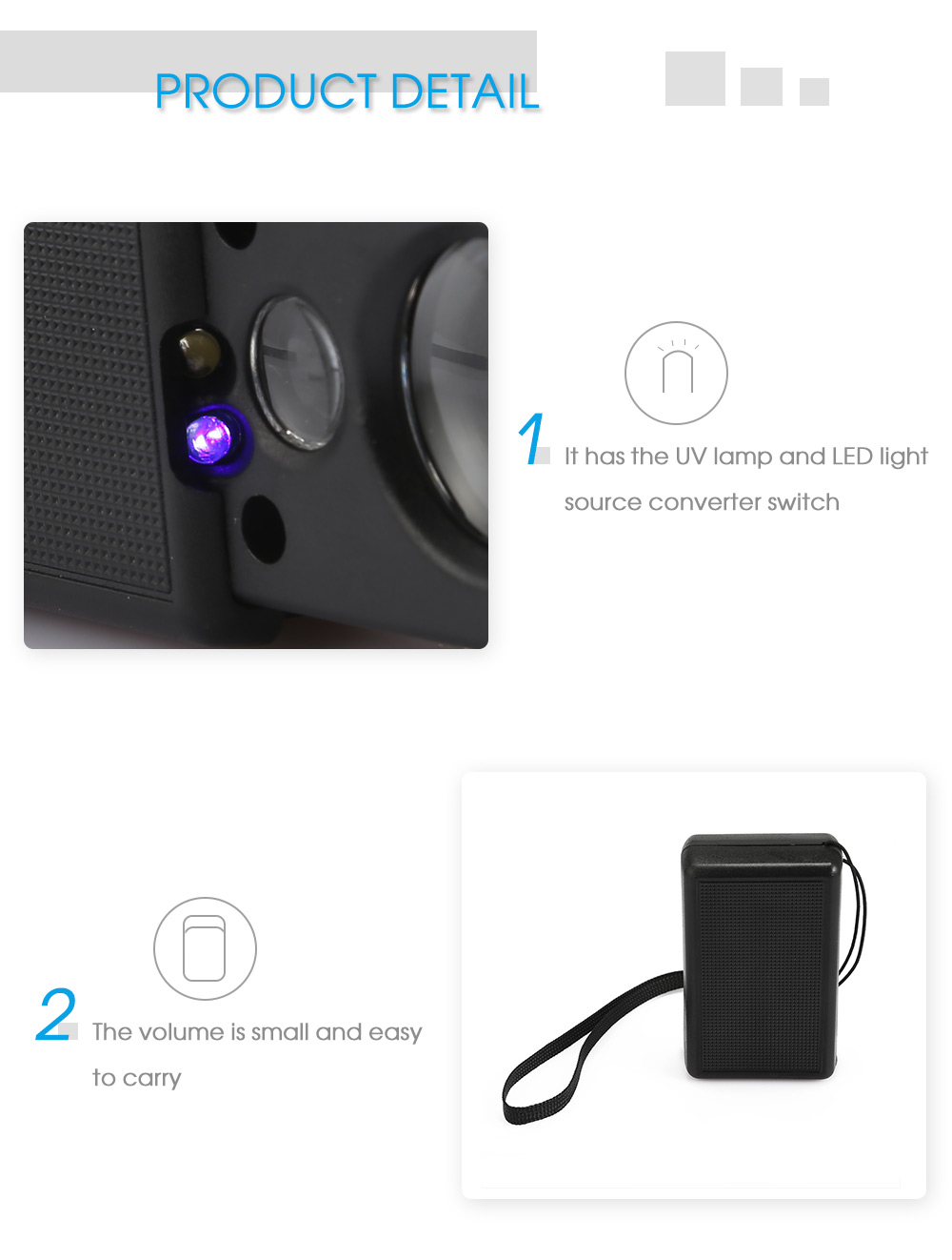 LED Purple Light Magnifying Glass Currency Detecting Jewelry Identifying Magnifier LED Purple Light Magnifying Glass Currency Detecting Jewelry Identifying Magnifier