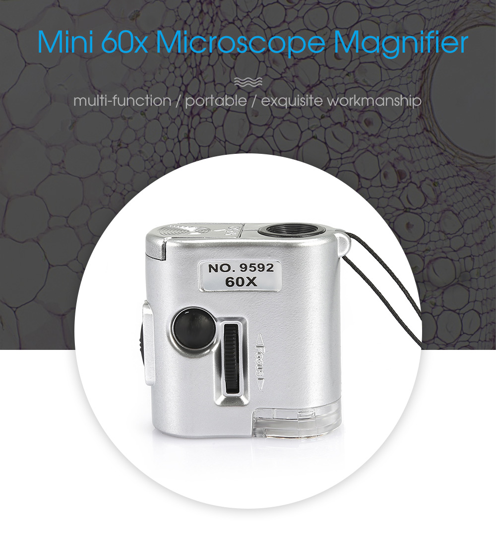 60x Portable Mini Microscope Multi-functional Magnifier with UV Light Pocket 60x Portable Mini Microscope Multi-functional Magnifier with UV Light Pocket
