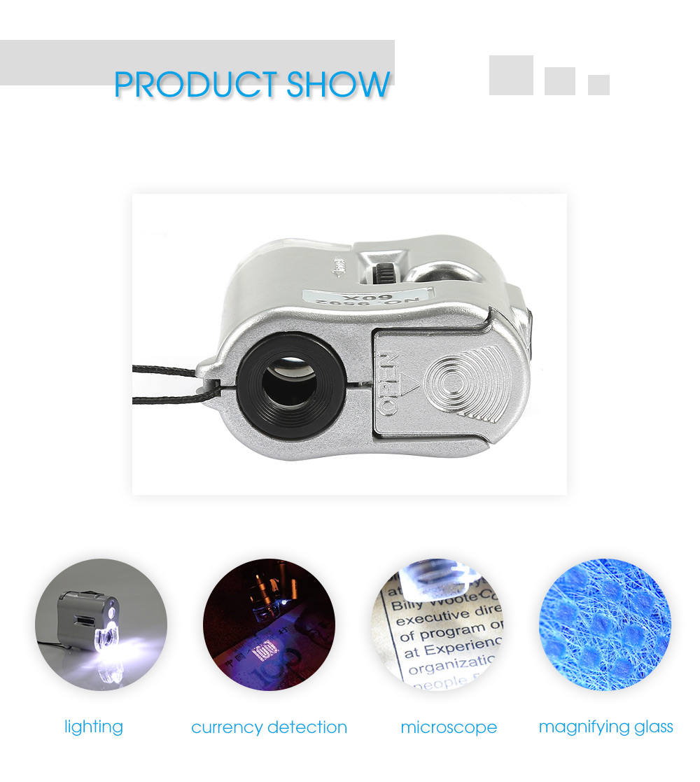 60x Portable Mini Microscope Multi-functional Magnifier with UV Light Pocket 60x Portable Mini Microscope Multi-functional Magnifier with UV Light Pocket