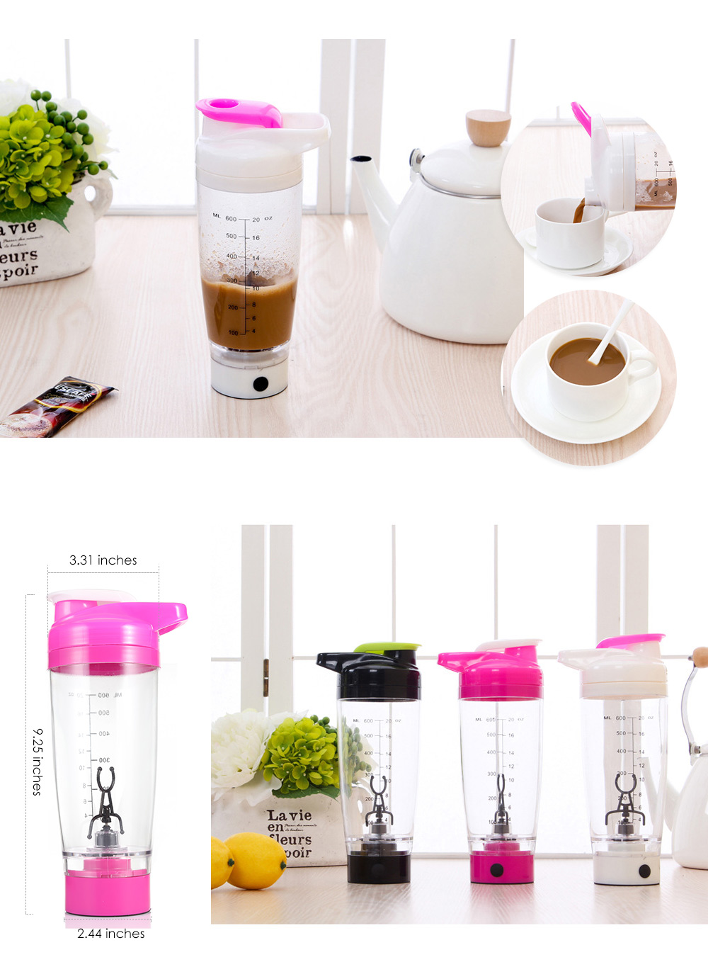 Portable Protein Shaker Bottle Automatic Mixing Cup Self Stirring Mug Portable Protein Shaker Bottle Automatic Mixing Cup Self Stirring Mug
