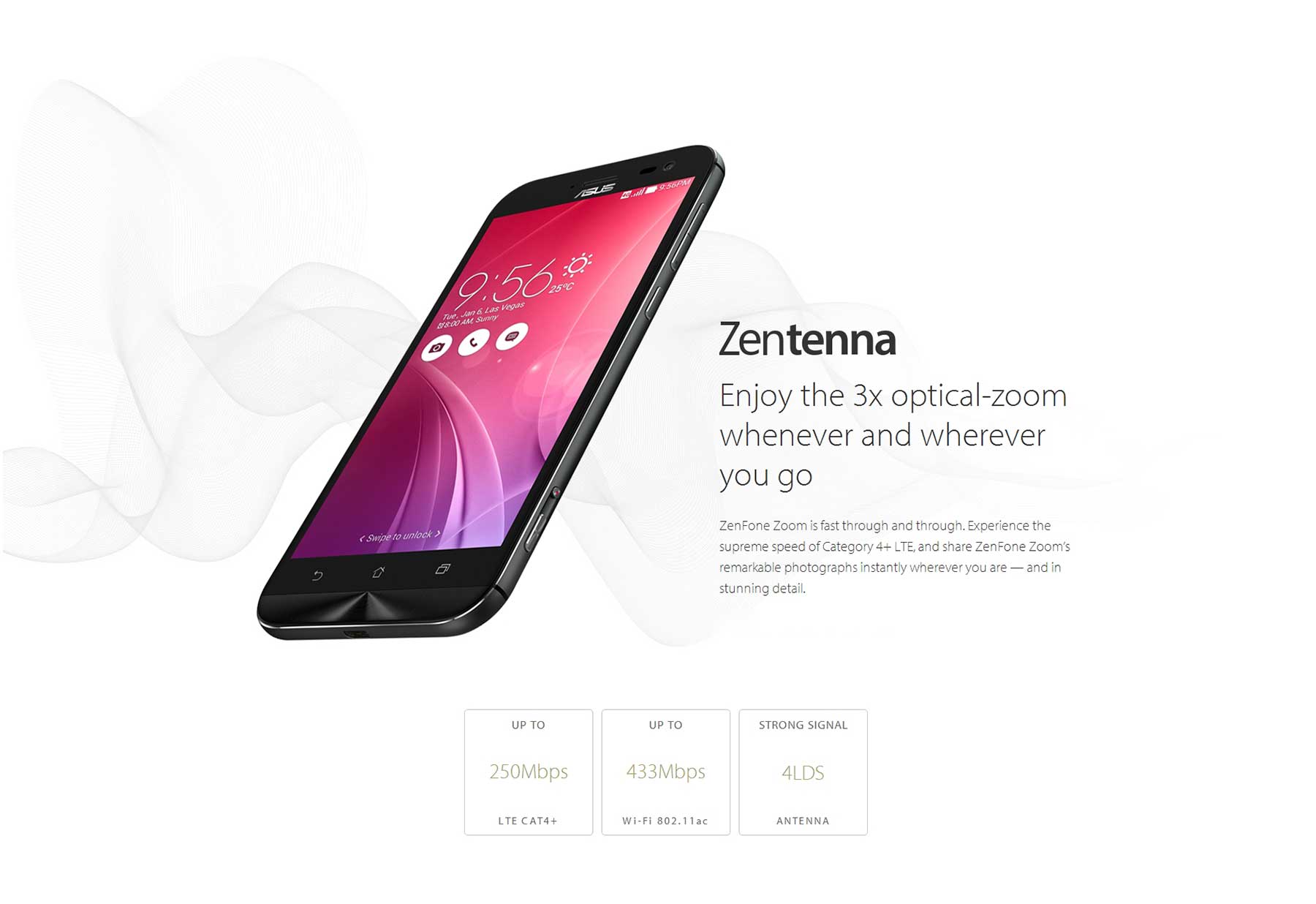 ASUS ZenFone Zoom ZX551ML 5.5 inch Android 5.0 4G Phablet Intel Atom Z3590 64bit Quad Core 2.5GHz 13.0MP Rear Camera Corning Gorilla 4 Screen NFC