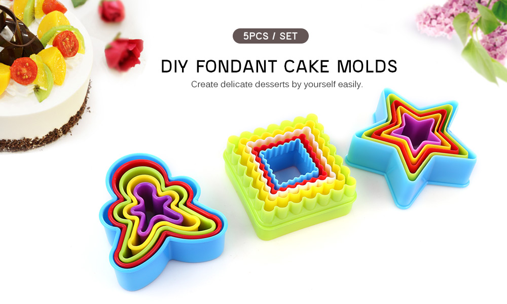 5 PCS DIY Fondant Cake Molds Baking Tool 5 PCS DIY Fondant Cake Molds Baking Tool
