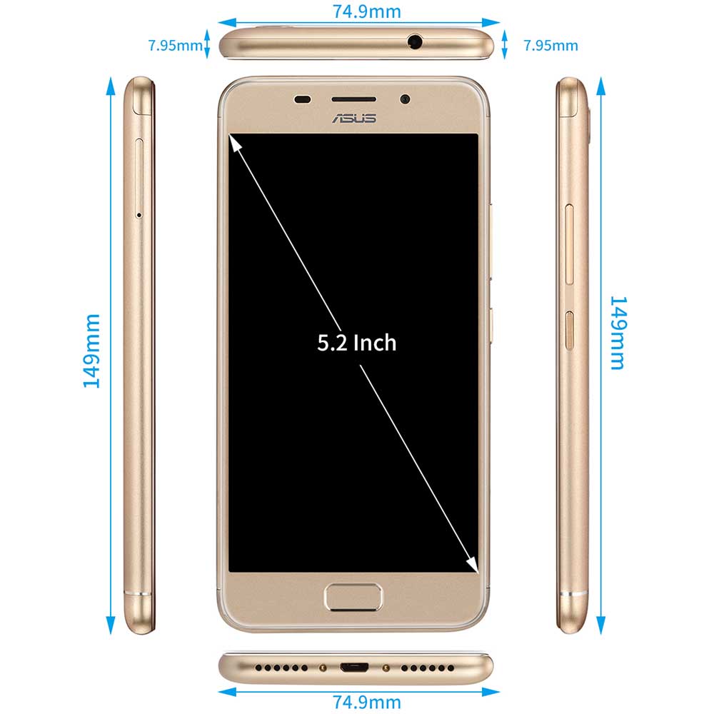 ASUS Pegasus 3S Front Touch ID Android 7.0 MTK6750 Quad Core 1.5GHz 3GB RAM 64GB ROM 5.2 inch Smartphone