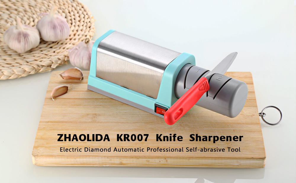 ZHAOLIDA KR007 Electric Diamond Knife Sharpener Speedy Automatic Self-abrasive Tool for Ceramic and Steel Kitchen Knives