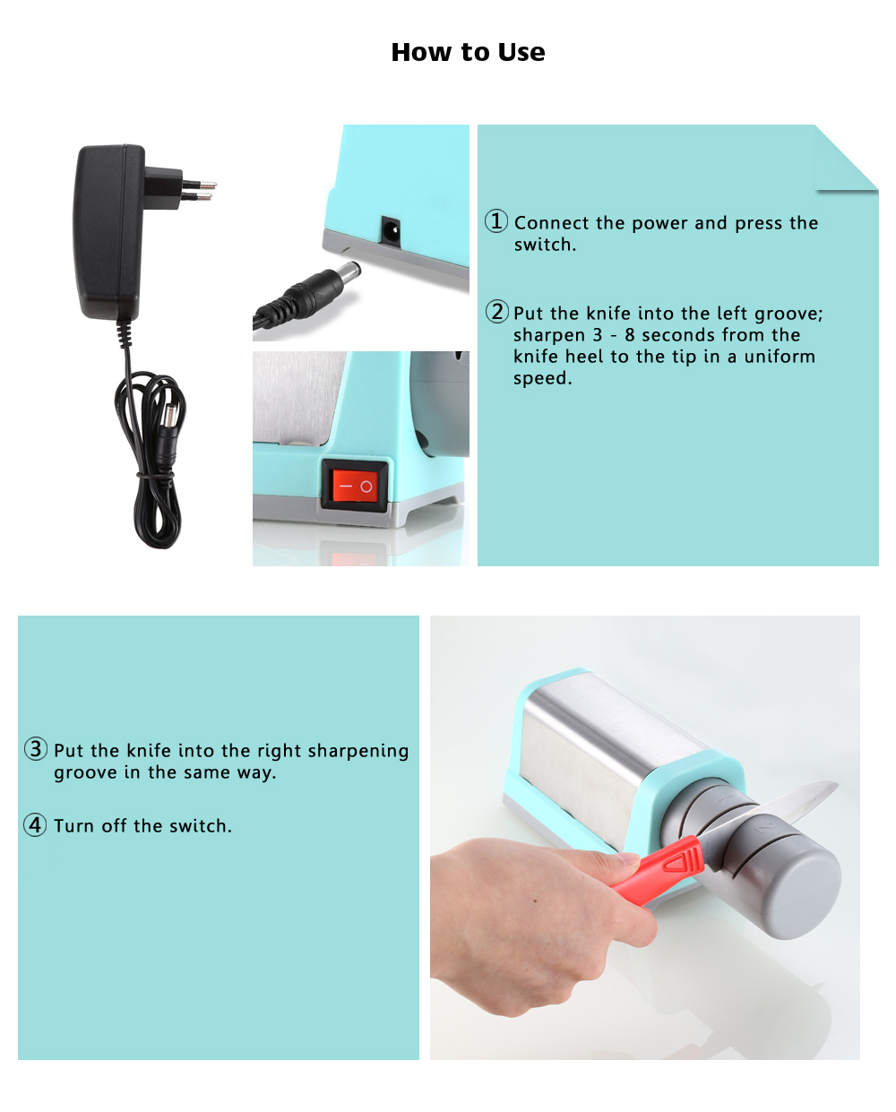 ZHAOLIDA KR007 Electric Diamond Knife Sharpener Speedy Automatic Self-abrasive Tool for Ceramic and Steel Kitchen Knives ZHAOLIDA KR007 Electric Diamond Knife Sharpener Speedy Automatic Self-abrasive Tool for Ceramic and Steel Kitchen Knives