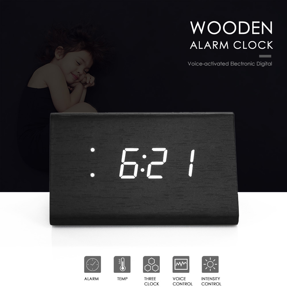 Voice-activated Electronic Wooden Alarm Clock Voice-activated Electronic Wooden Alarm Clock