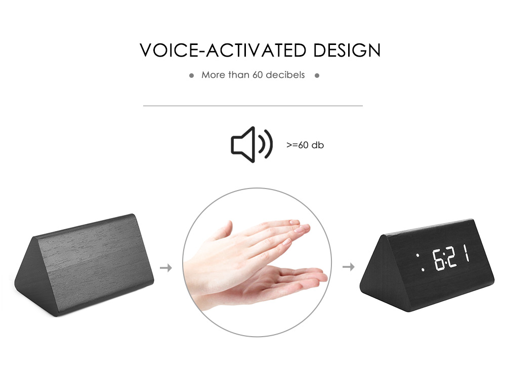 Voice-activated Electronic Wooden Alarm Clock Voice-activated Electronic Wooden Alarm Clock