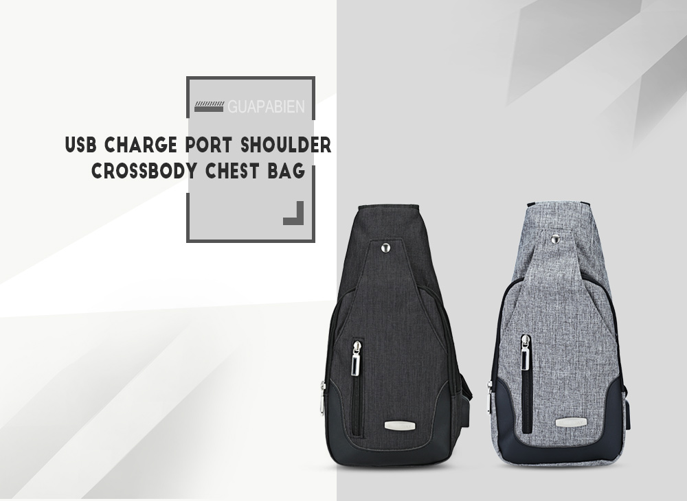 Guapabien Casual USB Charge Port Cable Shoulder Crossbody Chest Bag Guapabien Casual USB Charge Port Cable Shoulder Crossbody Chest Bag